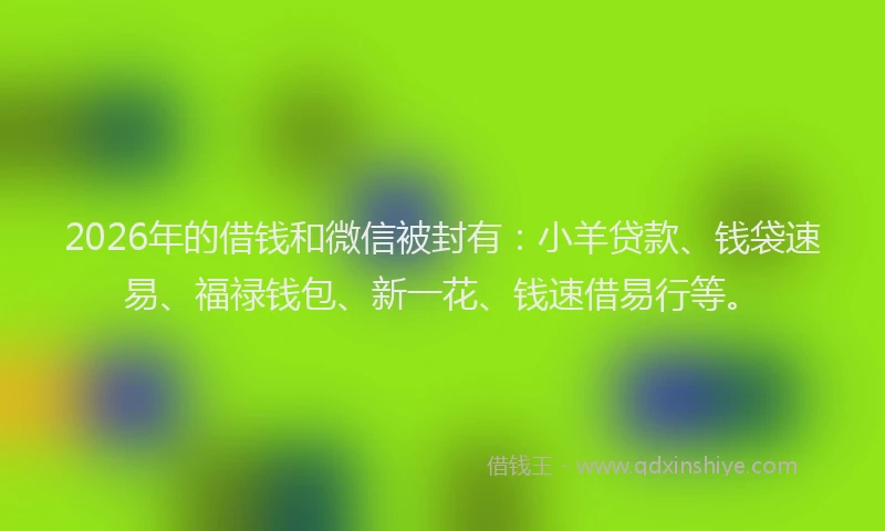 2026年的借钱和微信被封有:小羊贷款、钱袋速易、福禄钱包、新一花、钱速借易行等。