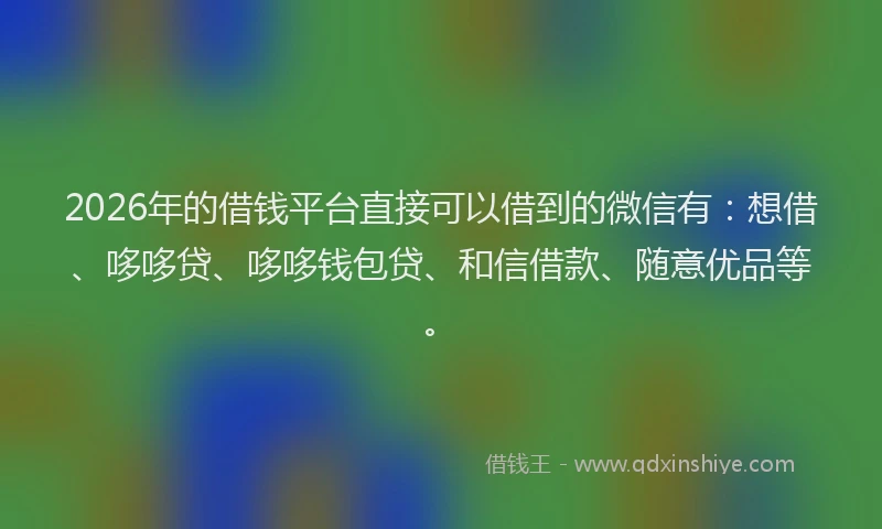 2026年的借钱平台直接可以借到的微信有:想借、哆哆贷、哆哆钱包贷、和信借款、随意优品等。