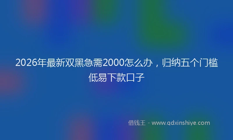 2026年最新双黑急需2000怎么办，归纳五个门槛低易下款口子