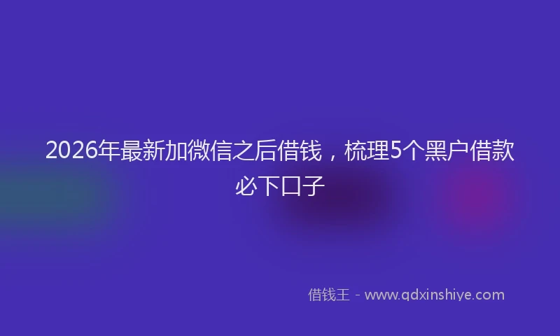 2026年最新加微信之后借钱，梳理5个黑户借款必下口子