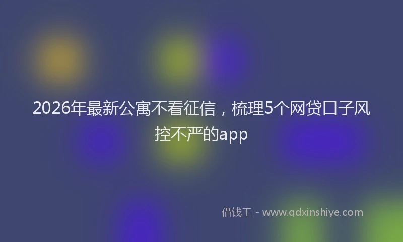 2026年最新公寓不看征信，梳理5个网贷口子风控不严的app