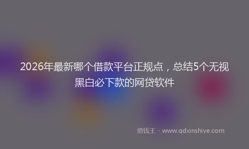 2026年最新哪个借款平台正规点，总结5个无视黑白必下款的网贷软件