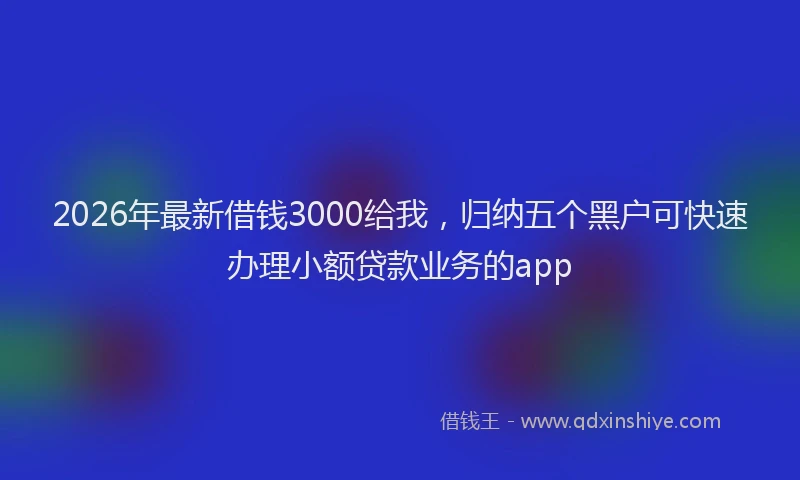 2026年最新借钱3000给我，归纳五个黑户可快速办理小额贷款业务的app