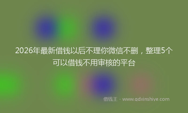 2026年最新借钱以后不理你微信不删，整理5个可以借钱不用审核的平台