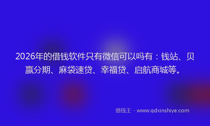 2026年的借钱软件只有微信可以吗有：钱站、贝赢分期、麻袋速贷、幸福贷、启航商城等。