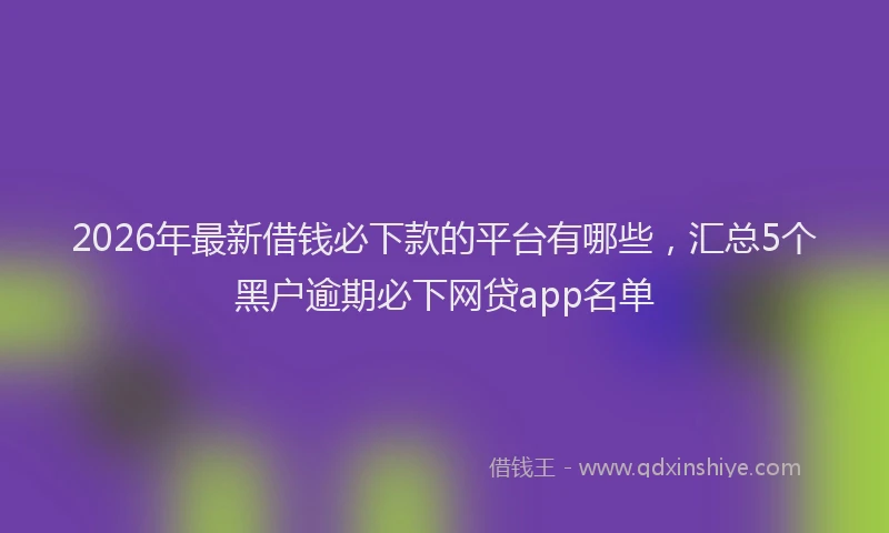 2026年最新借钱必下款的平台有哪些，汇总5个黑户逾期必下网贷app名单