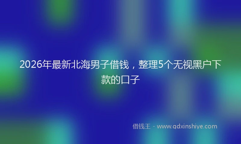 2026年最新北海男子借钱，整理5个无视黑户下款的口子