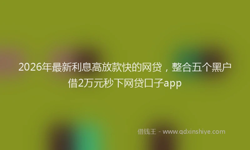 2026年最新利息高放款快的网贷，整合五个黑户借2万元秒下网贷口子app