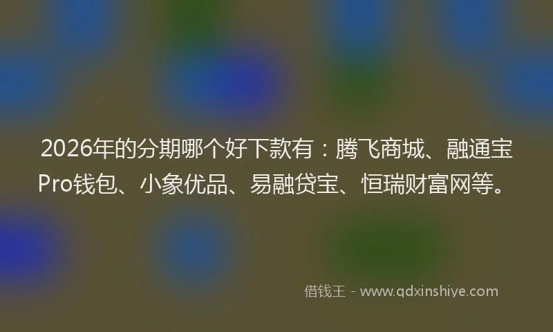 2026年的分期哪个好下款有:腾飞商城、融通宝Pro钱包、小象优品、易融贷宝、恒瑞财富网等。