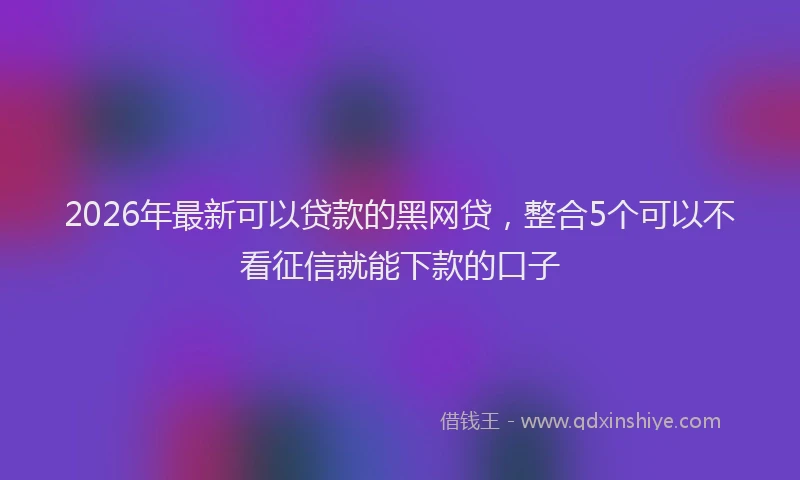 2026年最新可以贷款的黑网贷，整合5个可以不看征信就能下款的口子