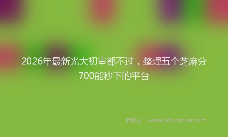 2026年最新光大初审都不过，整理五个芝麻分700能秒下的平台