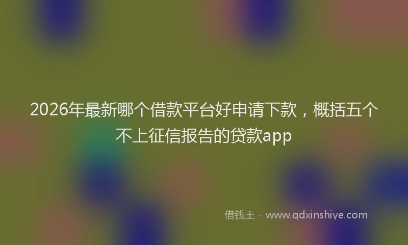 2026年最新哪个借款平台好申请下款，概括五个不上征信报告的贷款app