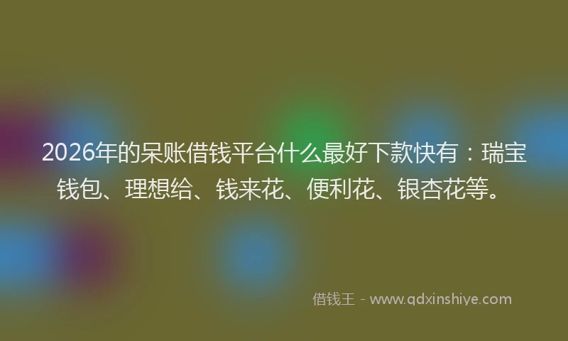 2026年的呆账借钱平台什么最好下款快有：瑞宝钱包、理想给、钱来花、便利花、银杏花等。