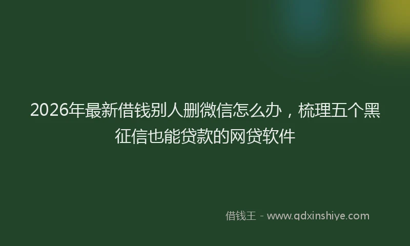 2026年最新借钱别人删微信怎么办,梳理五个黑征信也能贷款的网贷软件