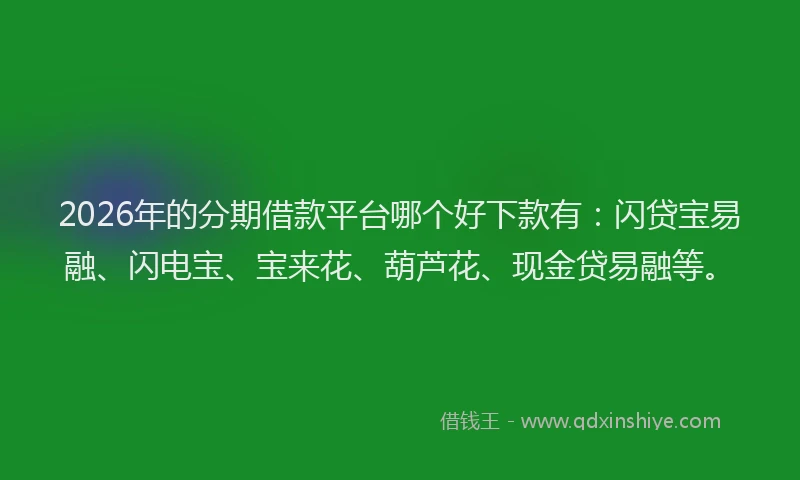 2026年的分期借款平台哪个好下款有:闪贷宝易融、闪电宝、宝来花、葫芦花、现金贷易融等。