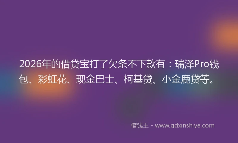 2026年的借贷宝打了欠条不下款有：瑞泽Pro钱包、彩虹花、现金巴士、柯基贷、小金鹿贷等。