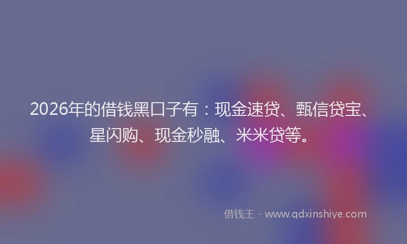 2026年的借钱黑口子有：现金速贷、甄信贷宝、星闪购、现金秒融、米米贷等。