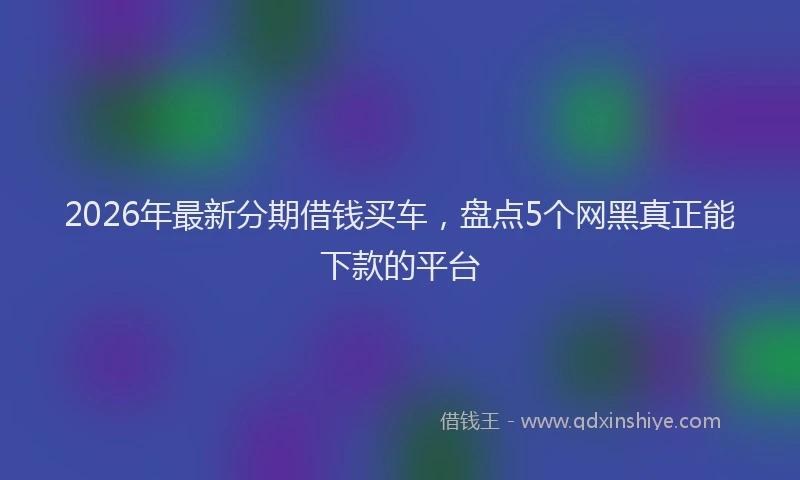 2026年最新分期借钱买车，盘点5个网黑真正能下款的平台