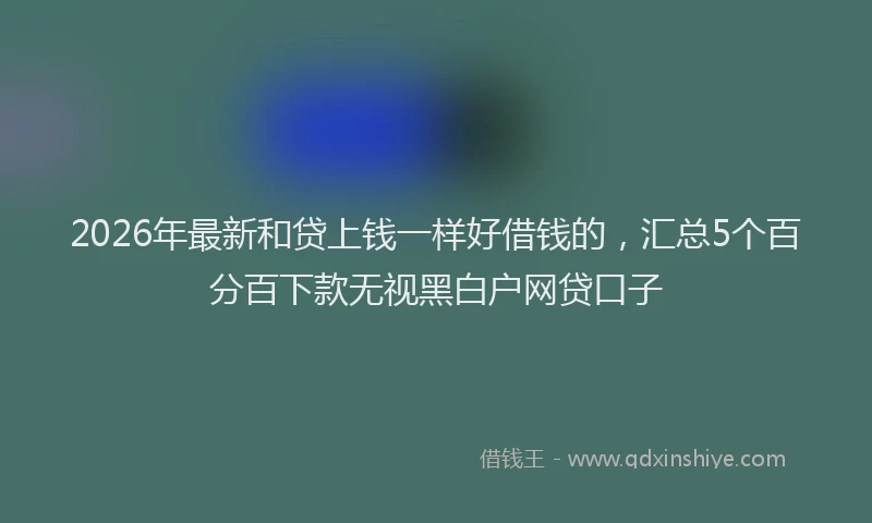 2026年最新和贷上钱一样好借钱的，汇总5个百分百下款无视黑白户网贷口子