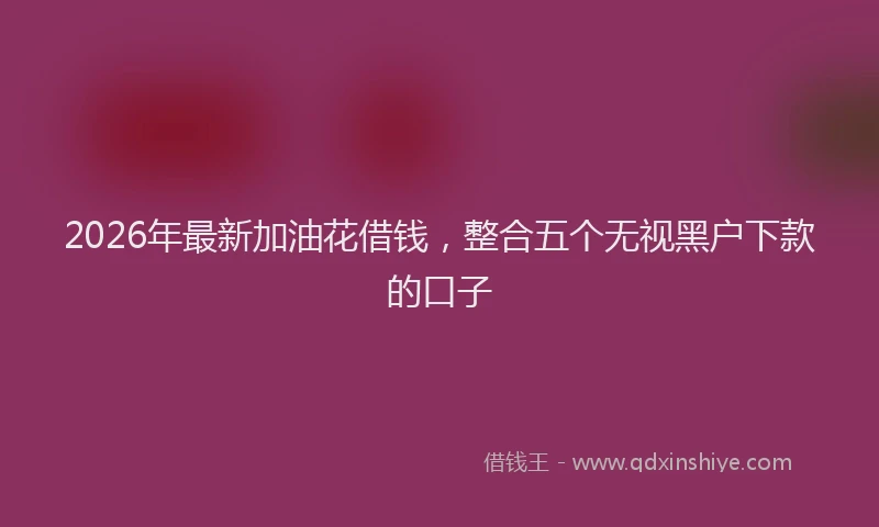 2026年最新加油花借钱,整合五个无视黑户下款的口子
