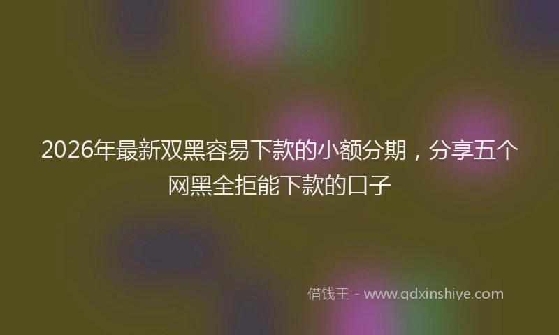 2026年最新双黑容易下款的小额分期，分享五个网黑全拒能下款的口子