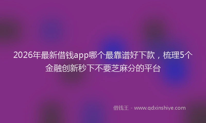 2026年最新借钱app哪个最靠谱好下款，梳理5个金融创新秒下不要芝麻分的平台