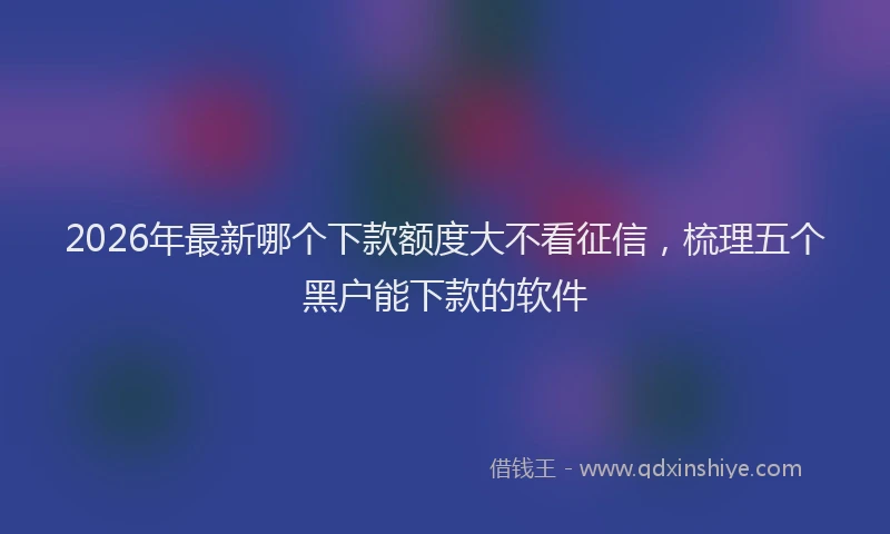 2026年最新哪个下款额度大不看征信，梳理五个黑户能下款的软件