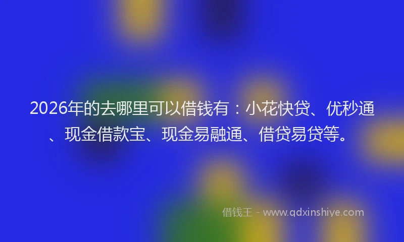 2026年的去哪里可以借钱有：小花快贷、优秒通、现金借款宝、现金易融通、借贷易贷等。