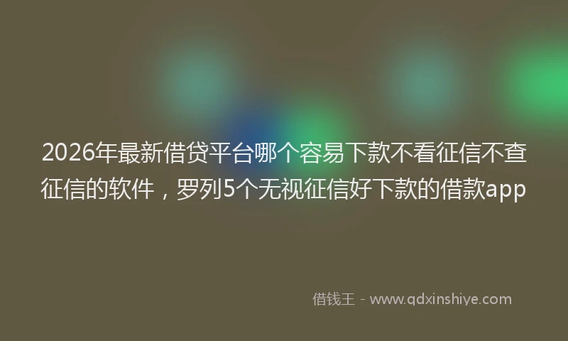 2026年最新借贷平台哪个容易下款不看征信不查征信的软件，罗列5个无视征信好下款的借款app