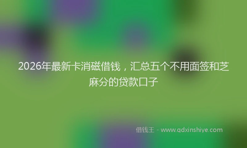 2026年最新卡消磁借钱,汇总五个不用面签和芝麻分的贷款口子