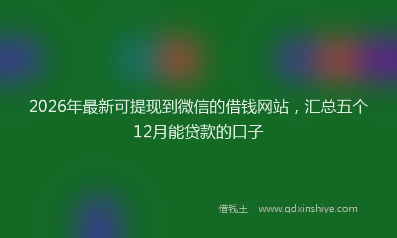 2026年最新可提现到微信的借钱网站，汇总五个12月能贷款的口子