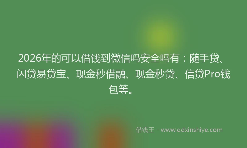 2026年的可以借钱到微信吗安全吗有：随手贷、闪贷易贷宝、现金秒借融、现金秒贷、信贷Pro钱包等。