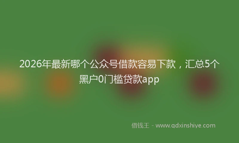 2026年最新哪个公众号借款容易下款，汇总5个黑户0门槛贷款app