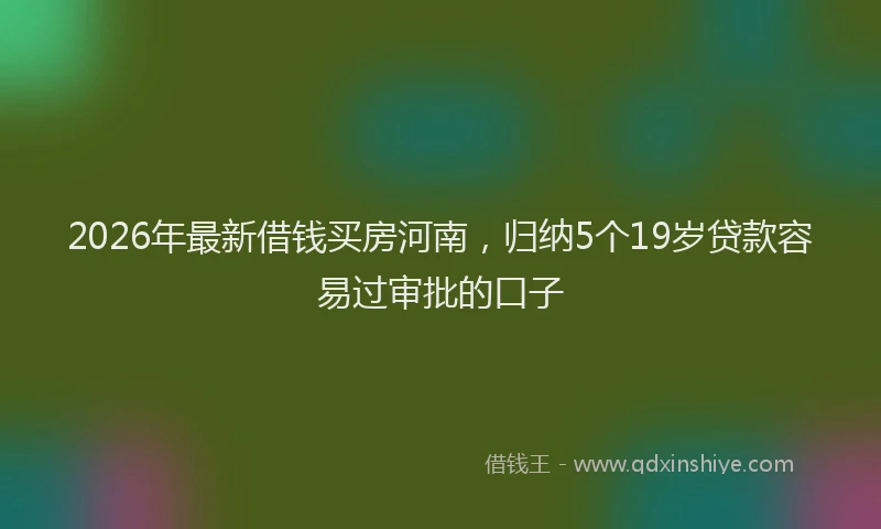 2026年最新借钱买房河南，归纳5个19岁贷款容易过审批的口子
