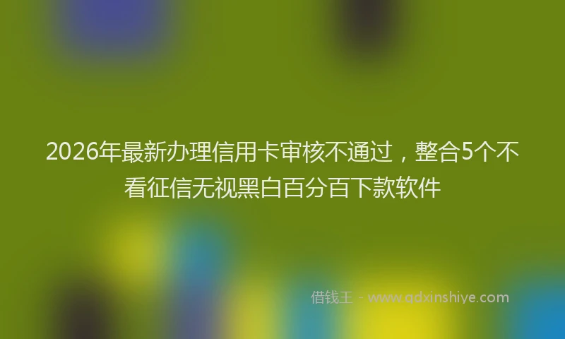 2026年最新办理信用卡审核不通过，整合5个不看征信无视黑白百分百下款软件