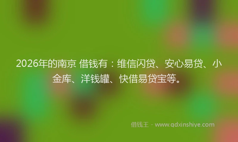 2026年的南京 借钱有：维信闪贷、安心易贷、小金库、洋钱罐、快借易贷宝等。