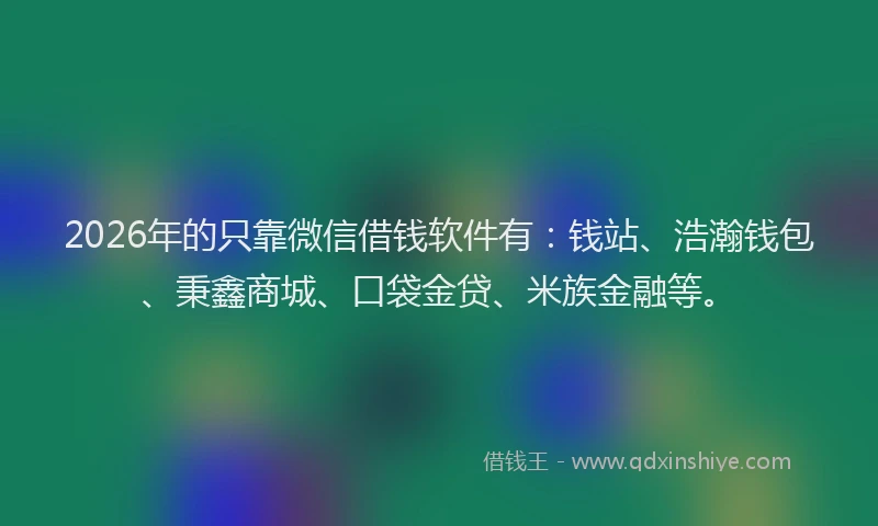 2026年的只靠微信借钱软件有:钱站、浩瀚钱包、秉鑫商城、口袋金贷、米族金融等。
