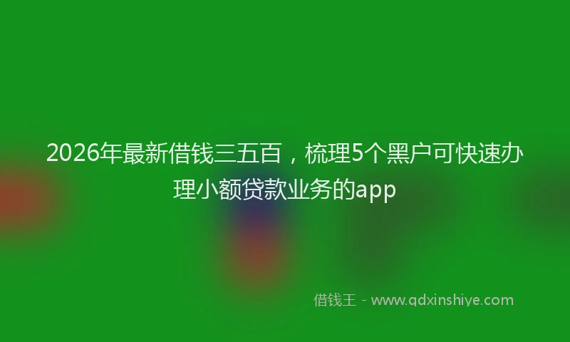 2026年最新借钱三五百,梳理5个黑户可快速办理小额贷款业务的app