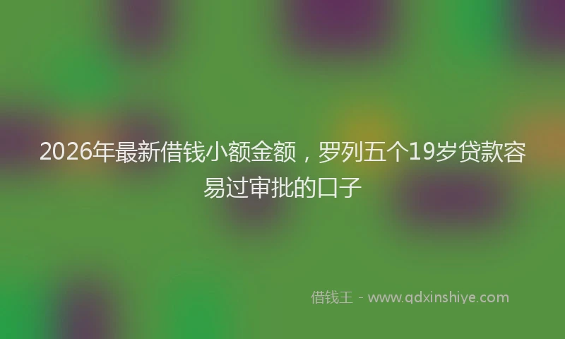 2026年最新借钱小额金额，罗列五个19岁贷款容易过审批的口子