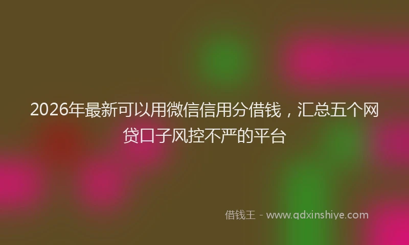 2026年最新可以用微信信用分借钱，汇总五个网贷口子风控不严的平台