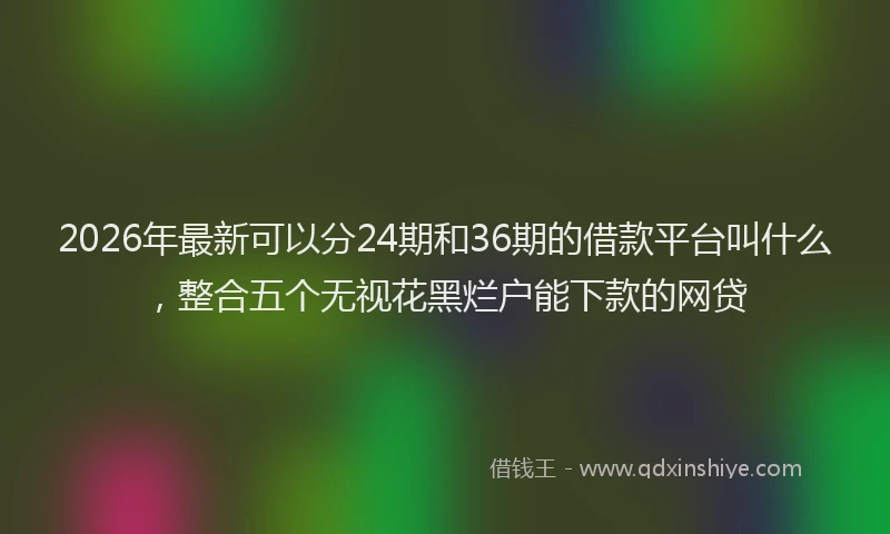 2026年最新可以分24期和36期的借款平台叫什么，整合五个无视花黑烂户能下款的网贷