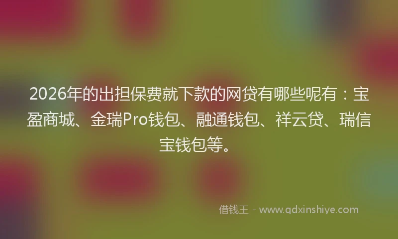 2026年的出担保费就下款的网贷有哪些呢有:宝盈商城、金瑞Pro钱包、融通钱包、祥云贷、瑞信宝钱包等。