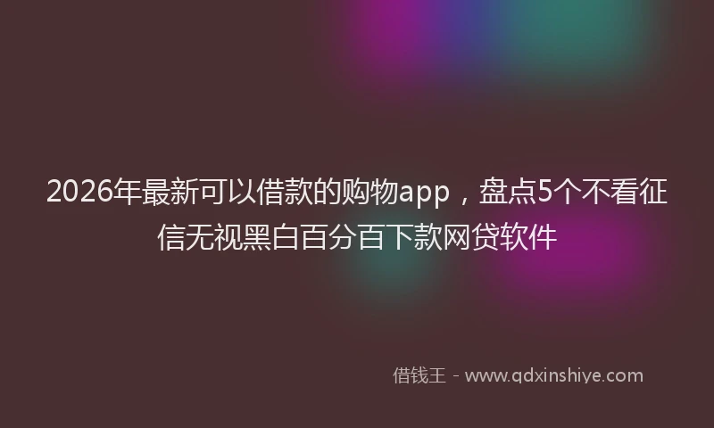 2026年最新可以借款的购物app，盘点5个不看征信无视黑白百分百下款网贷软件