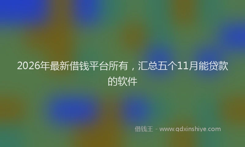 2026年最新借钱平台所有，汇总五个11月能贷款的软件