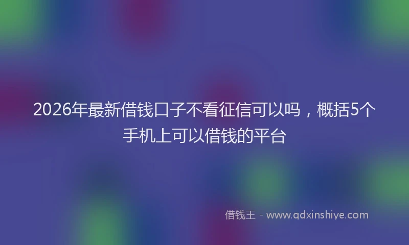 2026年最新借钱口子不看征信可以吗，概括5个手机上可以借钱的平台