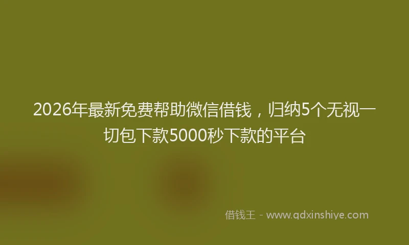 2026年最新免费帮助微信借钱,归纳5个无视一切包下款5000秒下款的平台