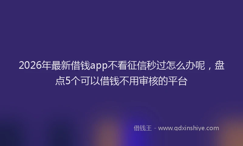 2026年最新借钱app不看征信秒过怎么办呢,盘点5个可以借钱不用审核的平台