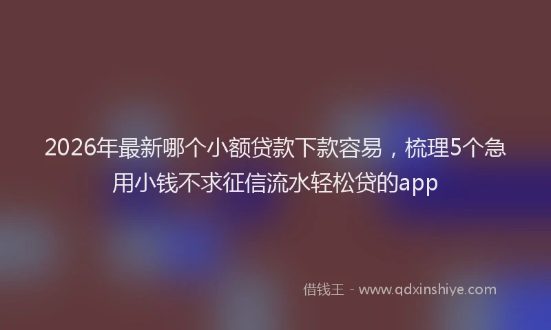 2026年最新哪个小额贷款下款容易，梳理5个急用小钱不求征信流水轻松贷的app