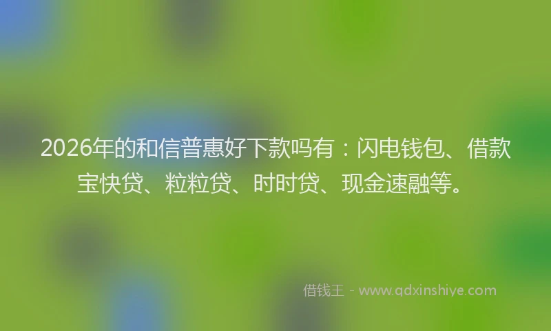 2026年的和信普惠好下款吗有:闪电钱包、借款宝快贷、粒粒贷、时时贷、现金速融等。