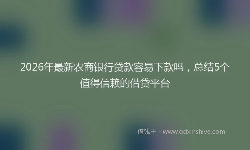 2026年最新农商银行贷款容易下款吗，总结5个值得信赖的借贷平台